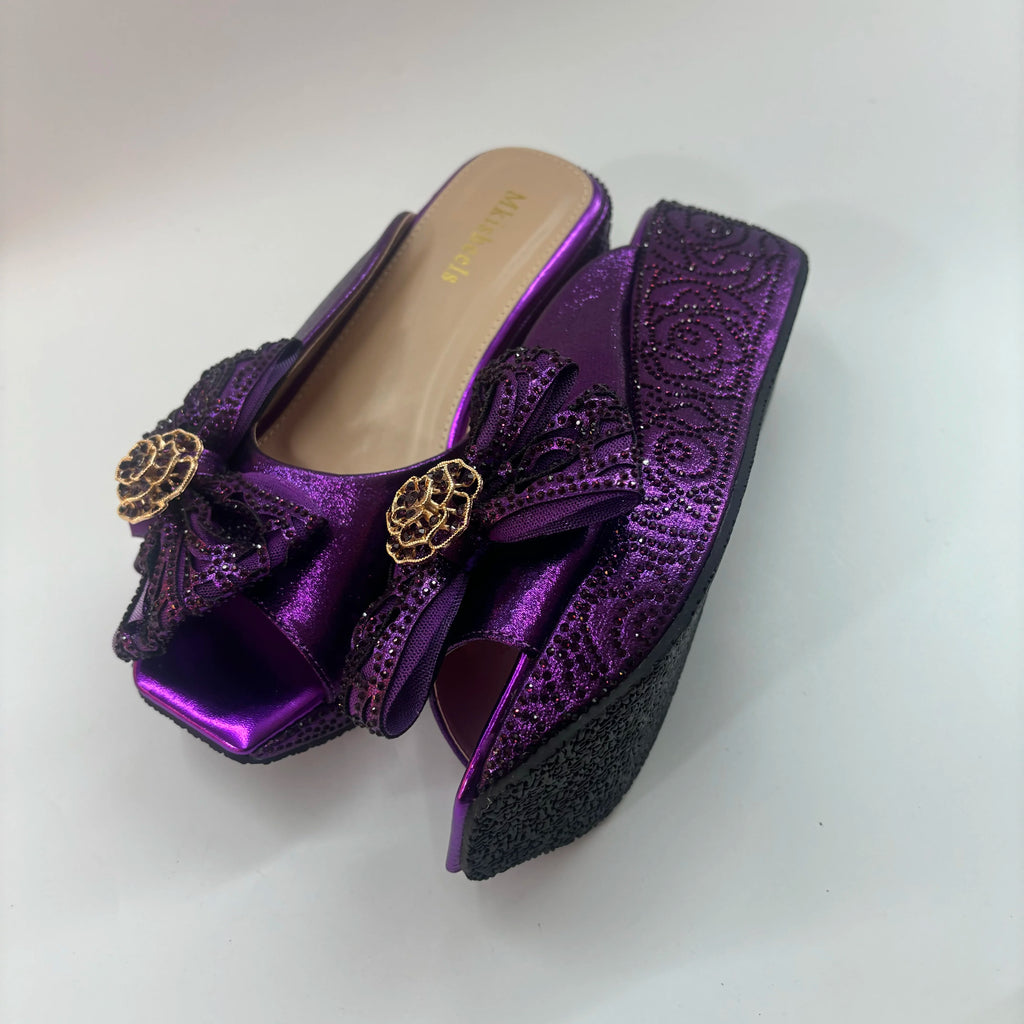 Latest Design Women Luxury Flower Wedding Party Shoes Nigerian Women Party Pumps High Heels Slip on Shoes for Women 6CM