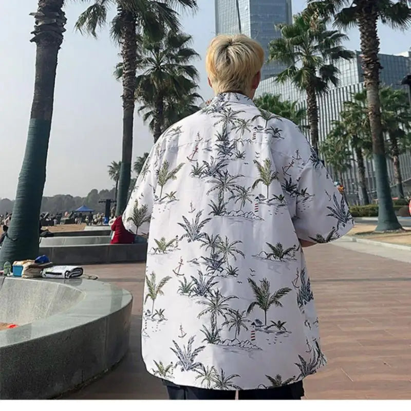 Men's Summer Floral Shirt M-XXXXXL Breathable Tropical Print Casual Beachwear 5XL plus Size Holiday Party Shirt for Hot Weather
