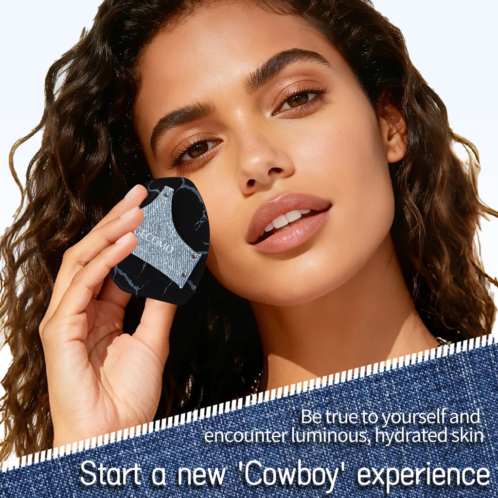 2PCS Denim Makeup Powder Puff Set Soft Skin-Friendly Dry & Wet Dual-Use Sponge Cushion For Liquid Foundation
