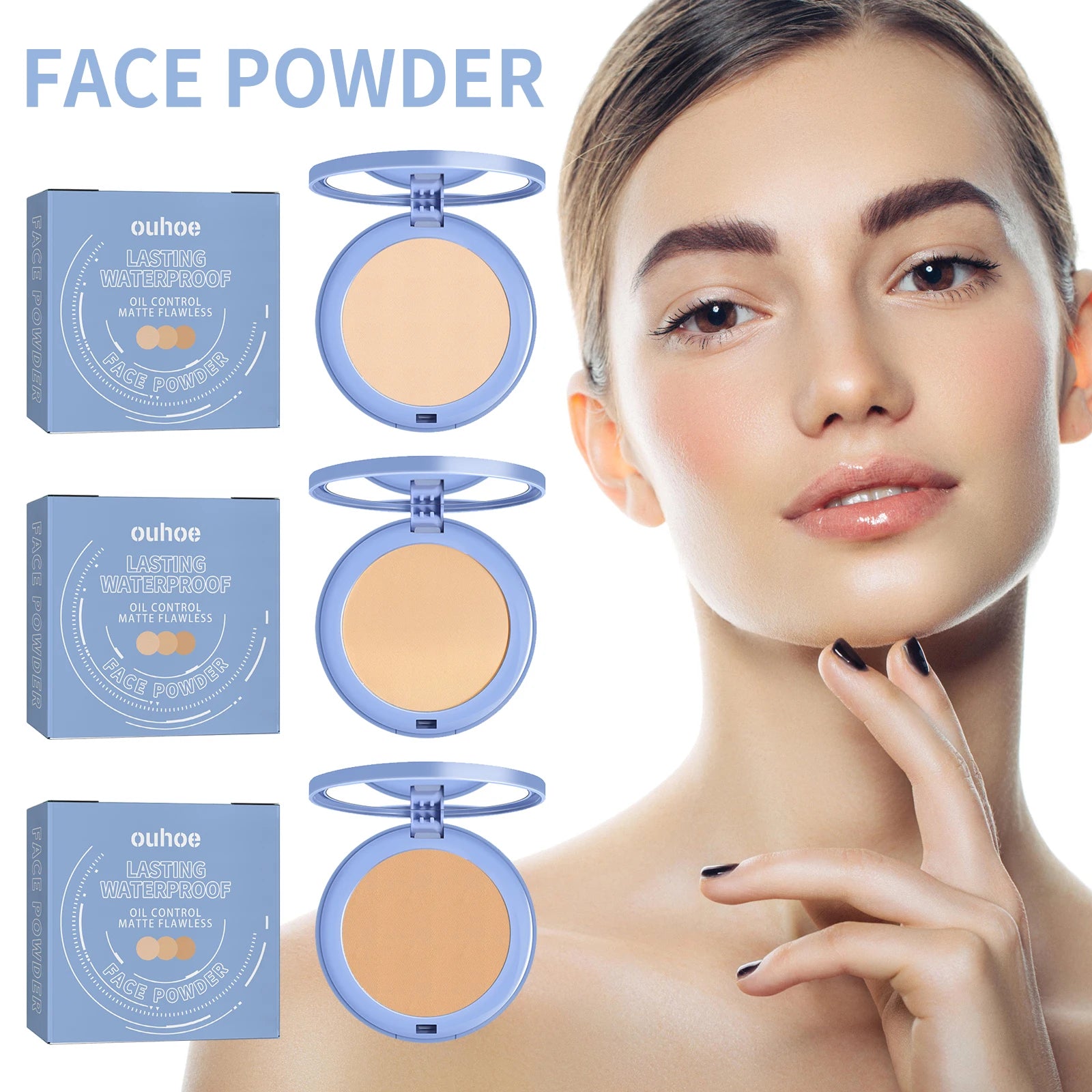 Face Setting Powder Oil Control Invisible Pores Waterproof Matte Breathable Increase Luster Long Lasting Natural Setting Powder