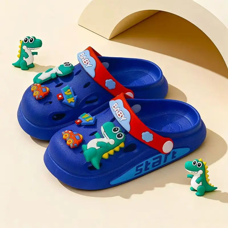 New summer children's sandals for boys and girls aged 3 to 12, cute bear, anti-slip, headband, double-wear children's slippers
