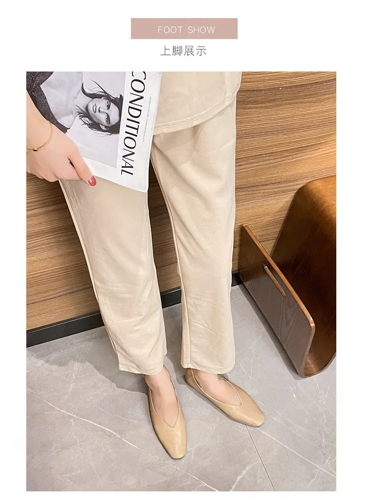 Genuine Leather Multi-color Low-heeled women's Shoes  Round Toe Flat Bottom Shallow Cut Single Shoe Casual Versatile Loafers