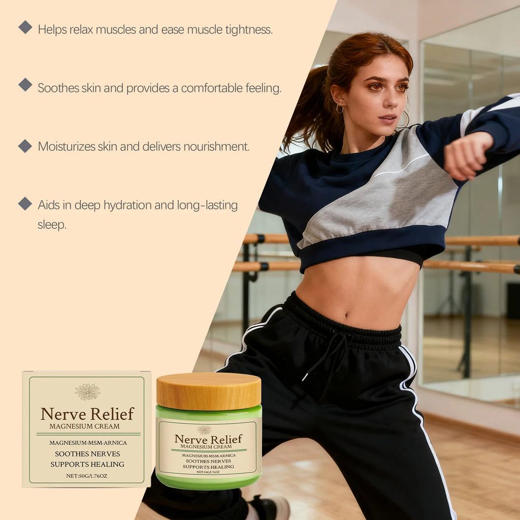 Nerve Relief Magnesium Cream Relieve Muscle Pain Moisturizing Body Massage Cream Relax Muscles Soothing Nourishing Skin Care 50g