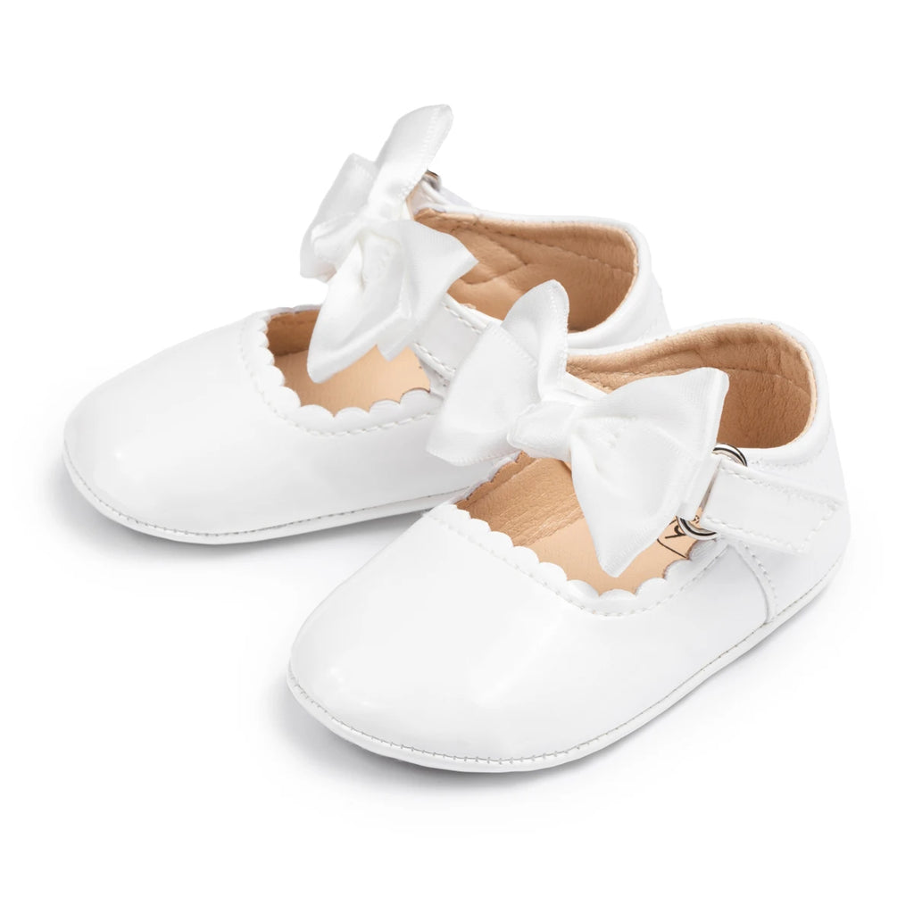 KIDSUN Newborn Baby Girl Shoes PU Leather Bowknot Dress Shoes Infants Rubber Non-Slip Toddler First Walker Baby Shoes Girls