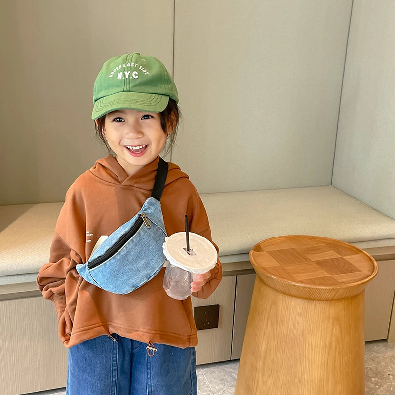 Fashion Denim Children's Waist Bags Leisure Boy and girl Crossbody Chest Bag Street Trend Belt Bag Kids Birthday gift Waist Pack