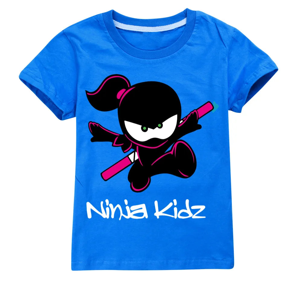 Ninja Kidz Baby Kids Summer Cotton Short-Sleeved T-shirts Children Sweatshirt Cartoon Teenager Tops Boys Girls Tees Clothing