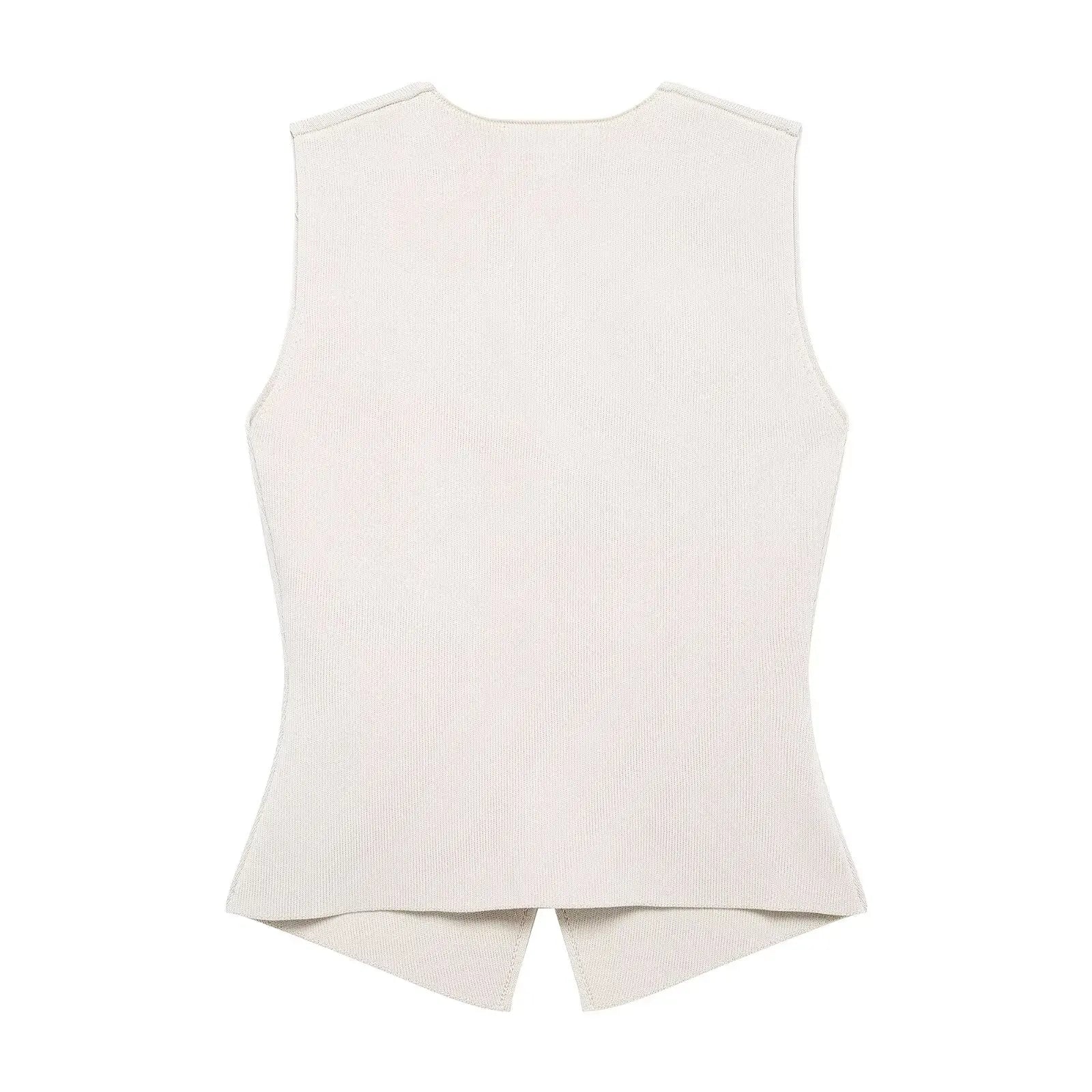 HH Women 2 Piece Set Fashion Button Sleeveless V-Neck Knitted Vest Top+Chic Splicing High Waist Zipper Ankle-Length Skirt