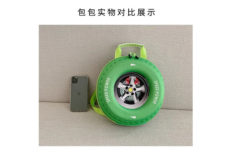 Children's Schoolbag Fashion Tyre Shaped Boys Girls Backpack 3D Cartoon Kindergarten Shoulder Bag Large Capacity Kids Handbag