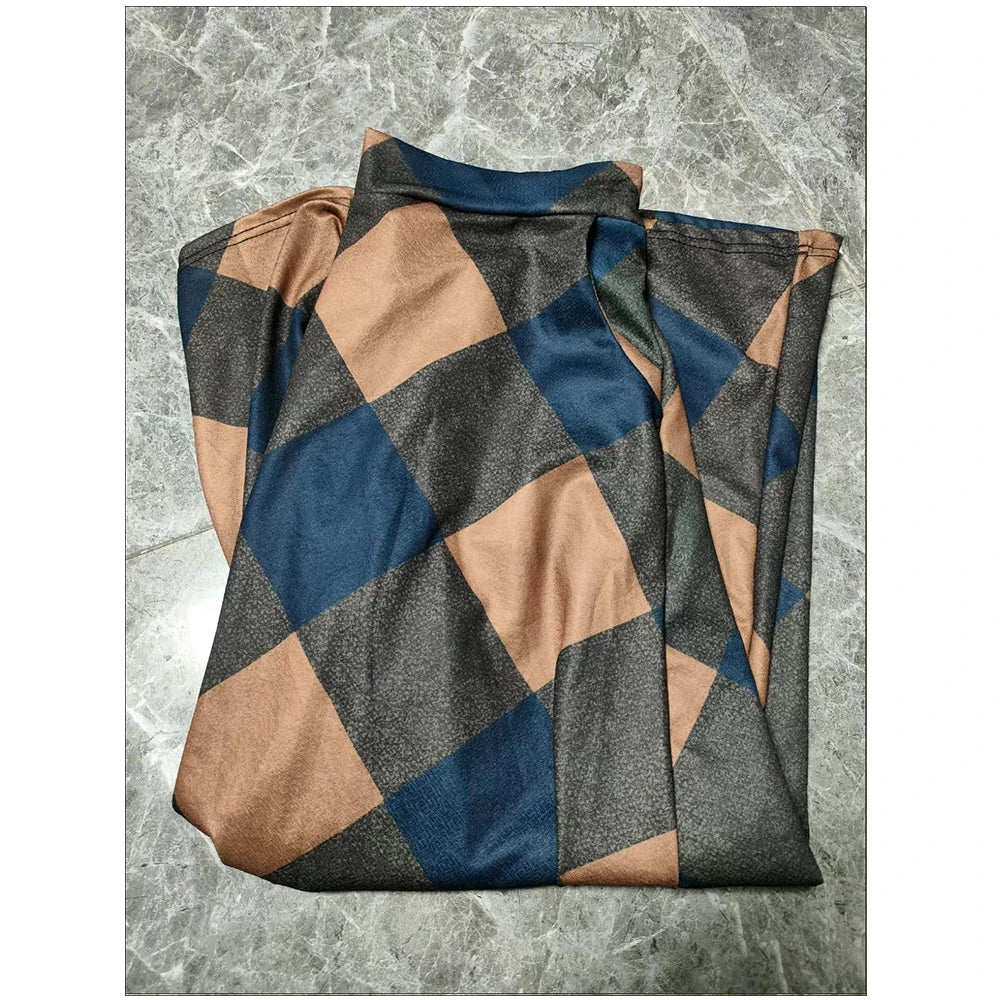 Fashion Office Skirt Temperament Skin-touching Women Square Plaid Print A-Line Office Skirt  Long Skirt    Retro Skirt