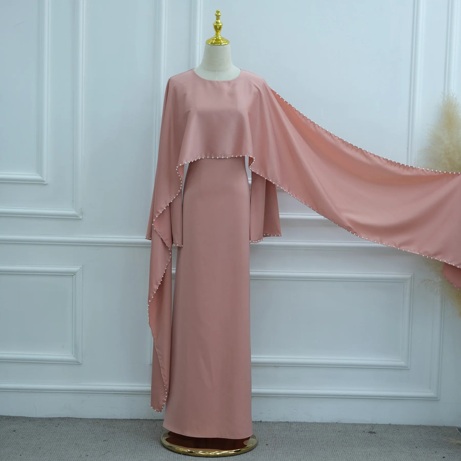 Muslim Dresses Women's Traditional Dresses And Abayas Eid Dubai Evening Dress Pearl Beaded Luxurious Robe Islamic Clothing