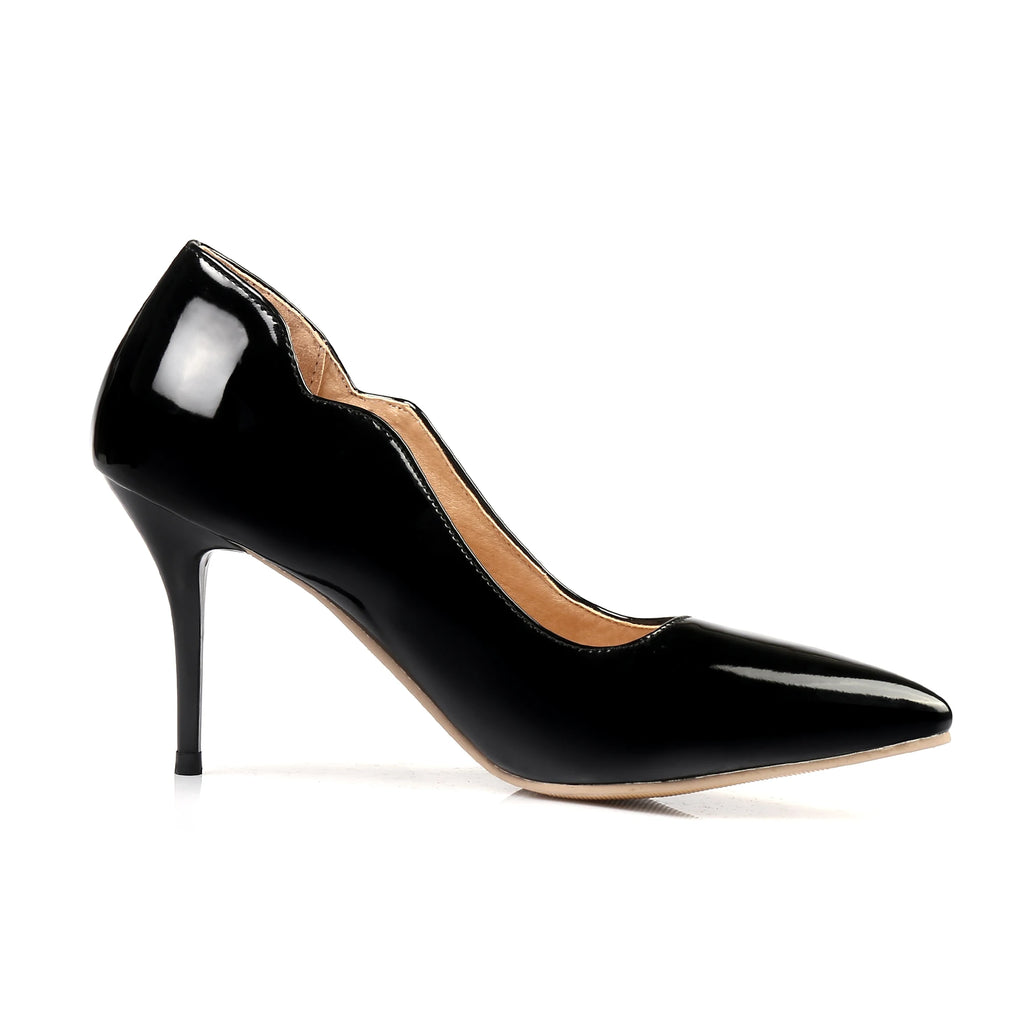 Nude High-Heeled Shoes for Women, Thin Heels, Pointed Toes, Small Size 30, 2024 New Style for Ladies, Elegant Spring and Autumn White Sexy Patent Leather Professional Black Women's Single Shoes, European and American Extra La