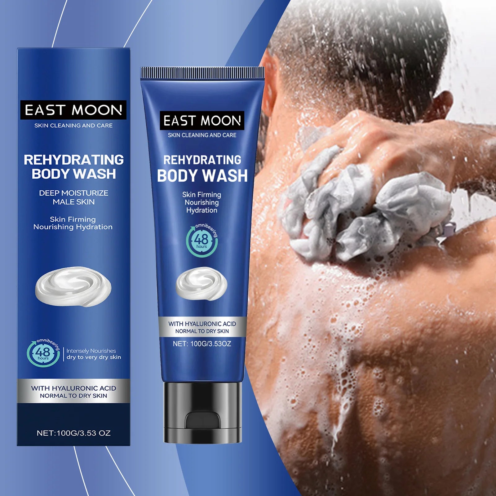 Hyaluronic Men Shower Gel Long Lasting Fragrance Improve Brighten Deep Moisturize Refresh Skin Help Exfoliator Body Wash Lotion
