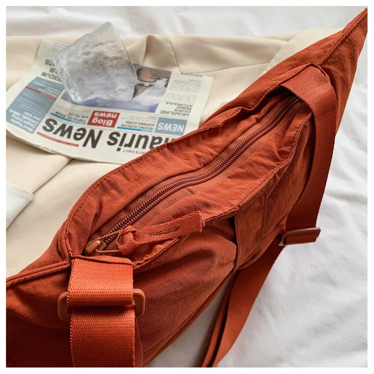 Soft Nylon Women's Portable Shoulder Bag Large Capacity Female Commute Crossbody Bags Simple Design Ladies Tote Purse Handbags