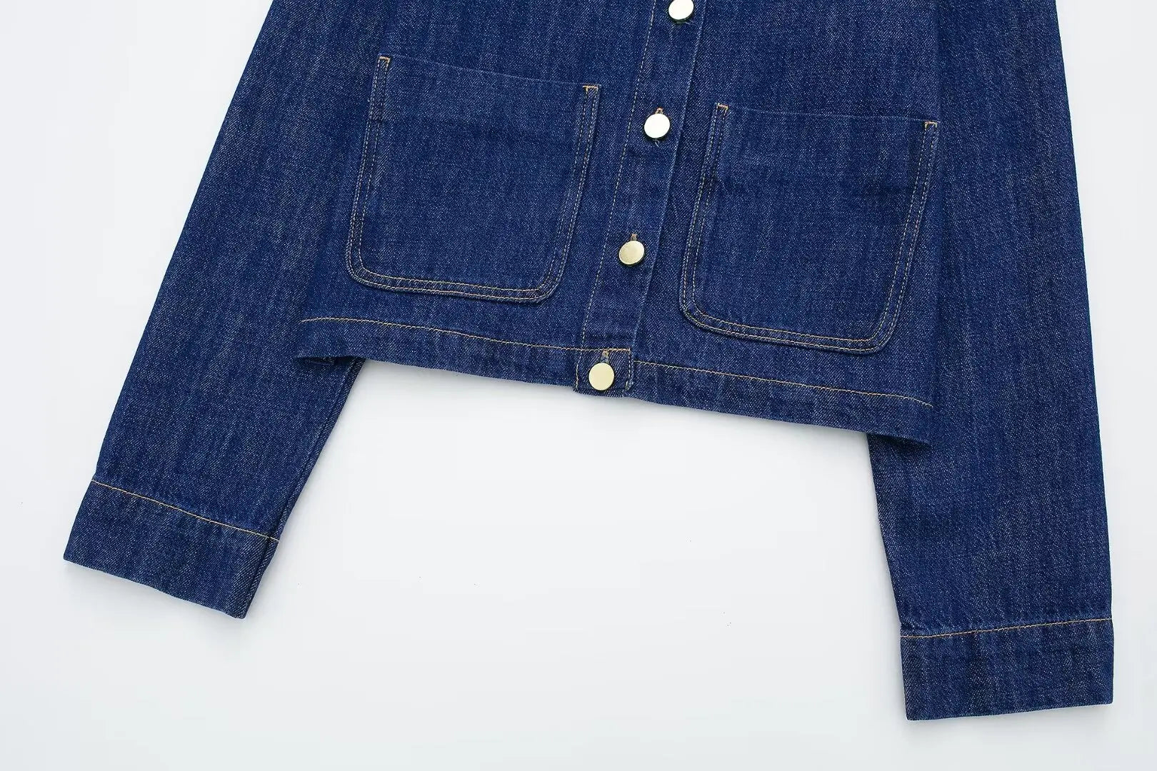 HH 2024 Spring Women 2 Piece Denim Trousers Suits Solid O Neck Coat Top + Pockets Elegant Female Straight Wide Leg Long Pant