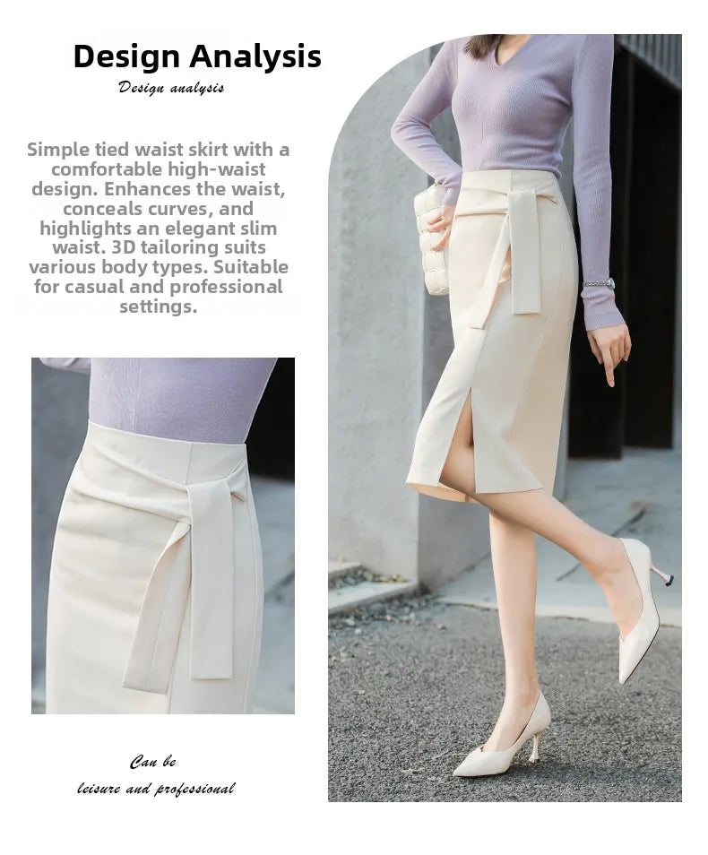 Design Sensation  Maturity Slimming Midi Skirt Women's Spring 2026 New Style High Waist Zipper Side Slit H-Shape Skirt
