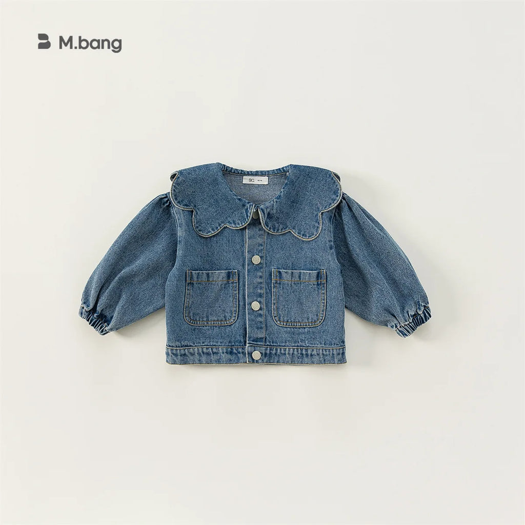 Children Clothing Girls Denim Jacket Spring and Autumn Korean Children Lace Collar Denim Top Cardigan Fashion Cool Girl Coat
