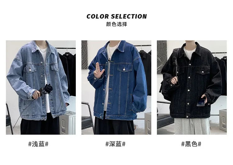 New Men's Vintage Denim Jackets Spring Autumn Handsome Loose Casual Workwear Jacket Fashion High Street Classic Jean Coats Male