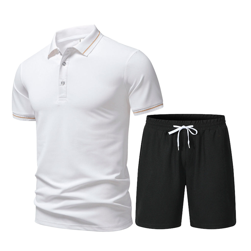 2026 New Men's Summer Collar Short Sleeve T-shirt Set Fashion