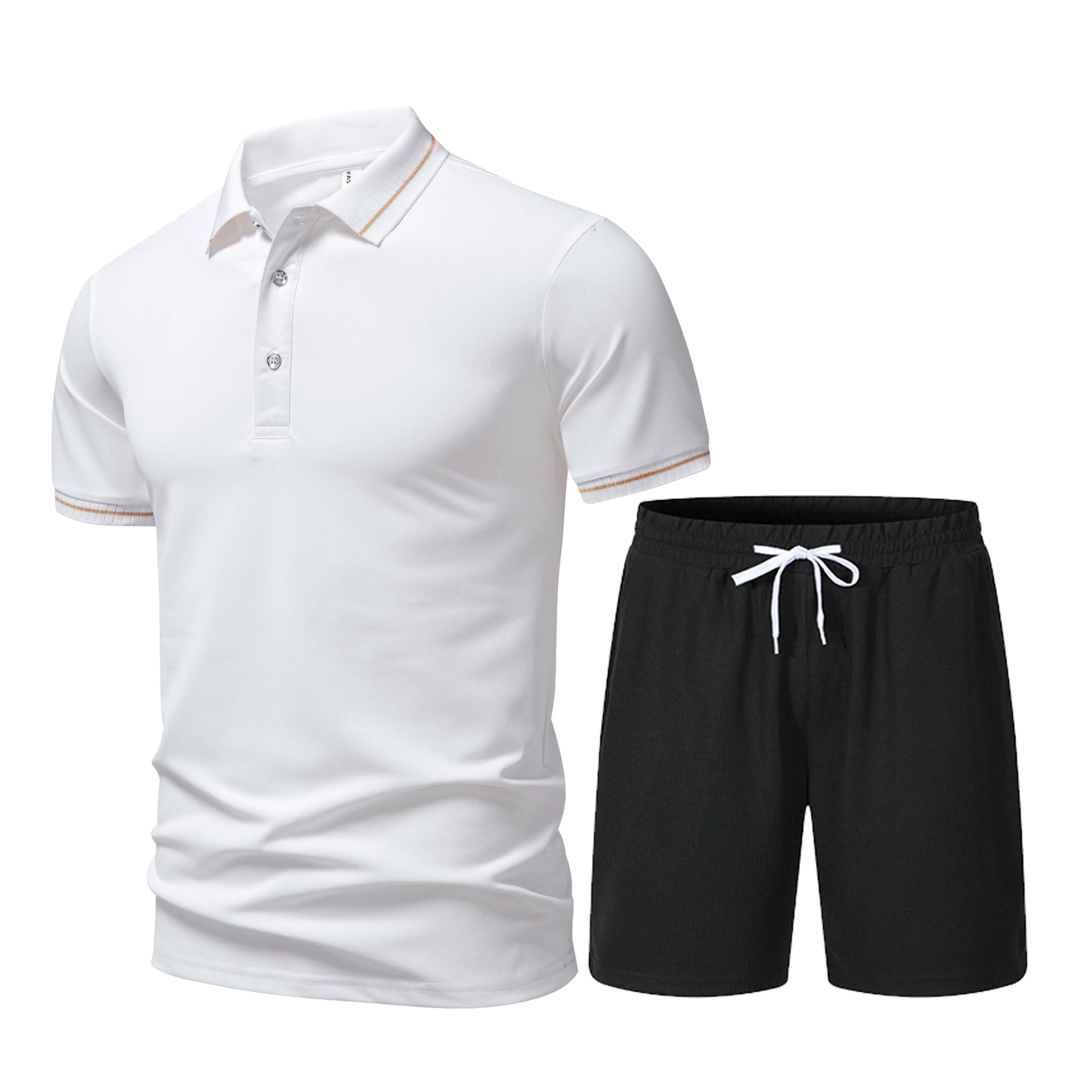 2026 New Men's Summer Collar Short Sleeve T-shirt Set Fashion