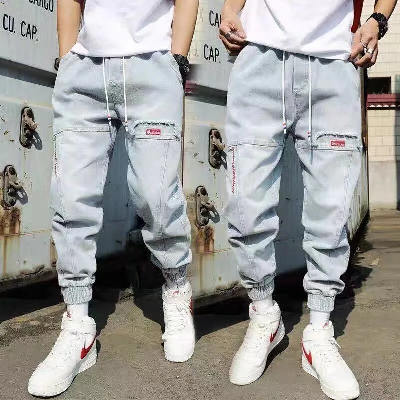 2025 New Streetwear Hip Hop Cargo Pants Men's jeans Cargo Pants Elastic Harun pants Joggers Pants In Autumn and Spring Men Cloth