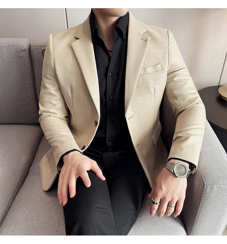 Men Suit Jacket Blazer Hombre High-quality Fashionable and Elegant Men Business Slim Fit Suit Jacket Social Party Formal Jacket