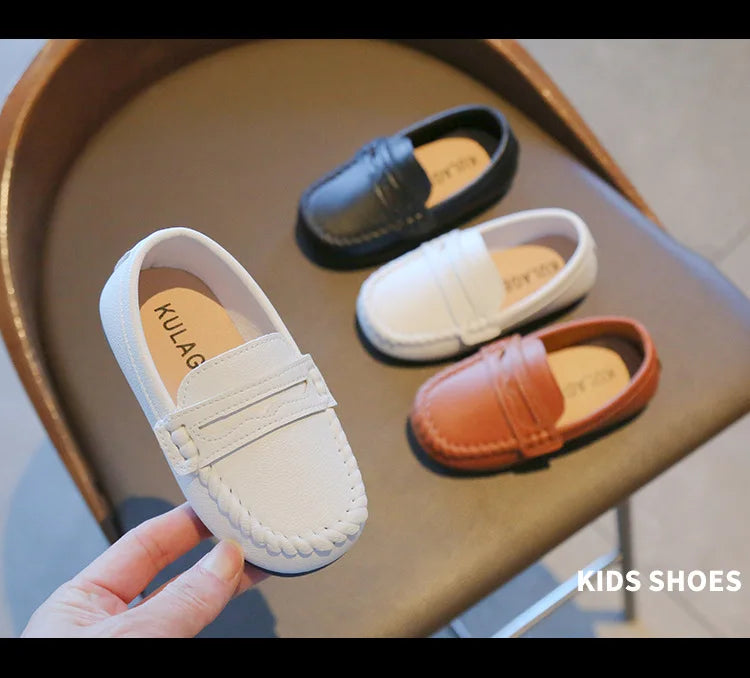 Boy Leather Shoe Fashion Solid Color Versatile Kids School Causal Single Shoes Breathable Non-slip Children Slip-on Flat Loafers