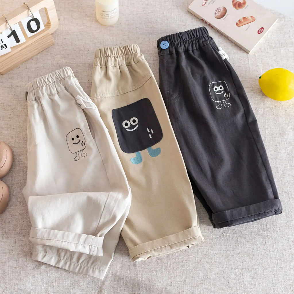 Children's Trousers Fall 2025 New Boys' Cartoon Embroidered Trousers Versatile Trousers Children's Clothing
