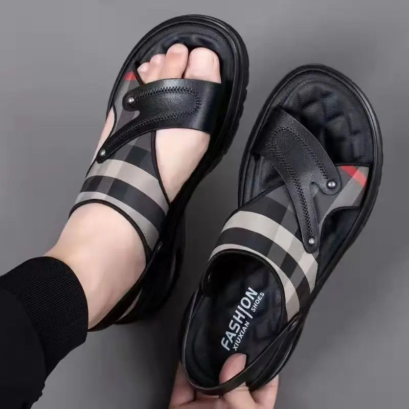 Luxury Men's Sandals - Premium Summer Slide Sandals Anti-Slip Soft Sole Outdoor/Indoor Durable Comfortable Trendy High-End
