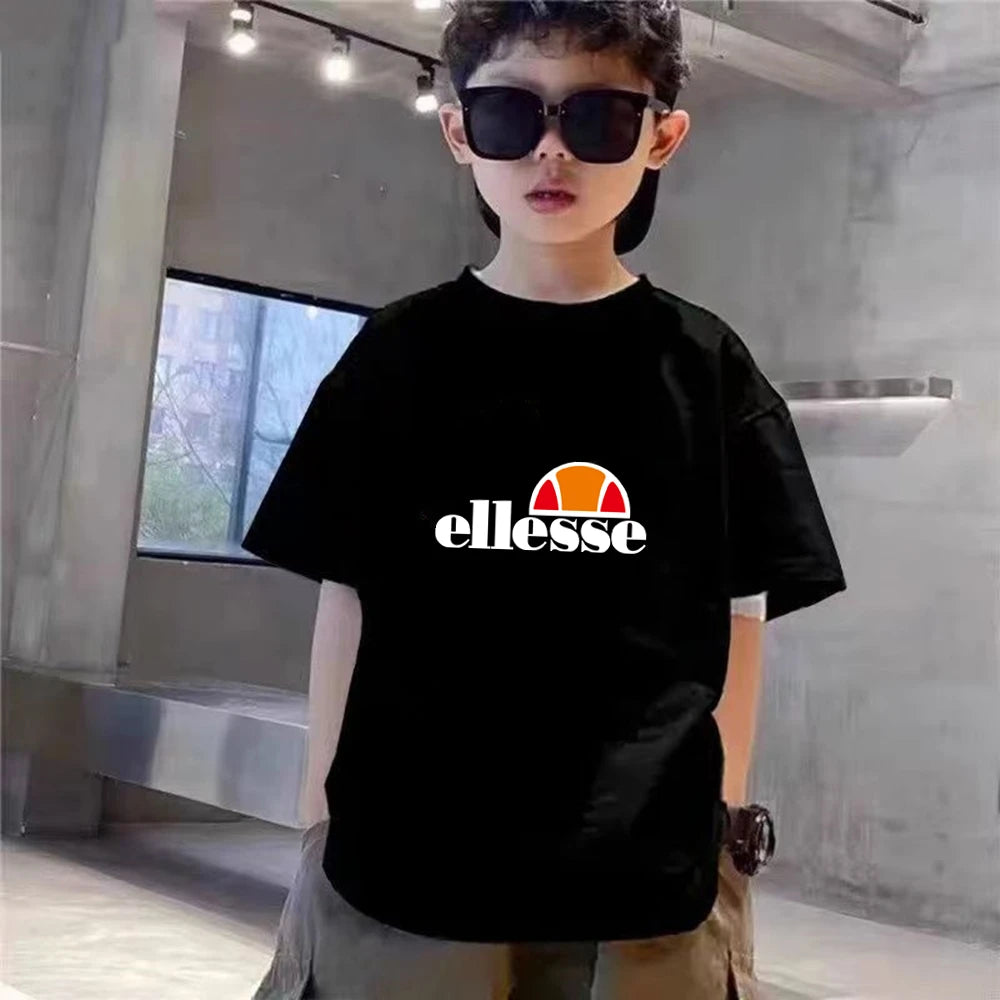 Kids Summer Boy Girl Round Neck T-shirt+Shorts Short-sleeved Toddler 3-12Y black Casual Sports Set Fashion Letter brand print