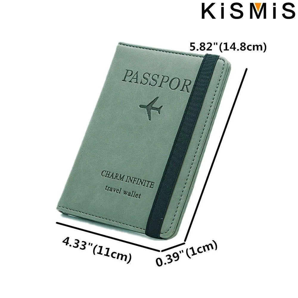 KISMIS New RFID Wallet Passport Case Leather Short Wallet Men Slim Credit Card ID Holder Card Organizer Travel Bag
