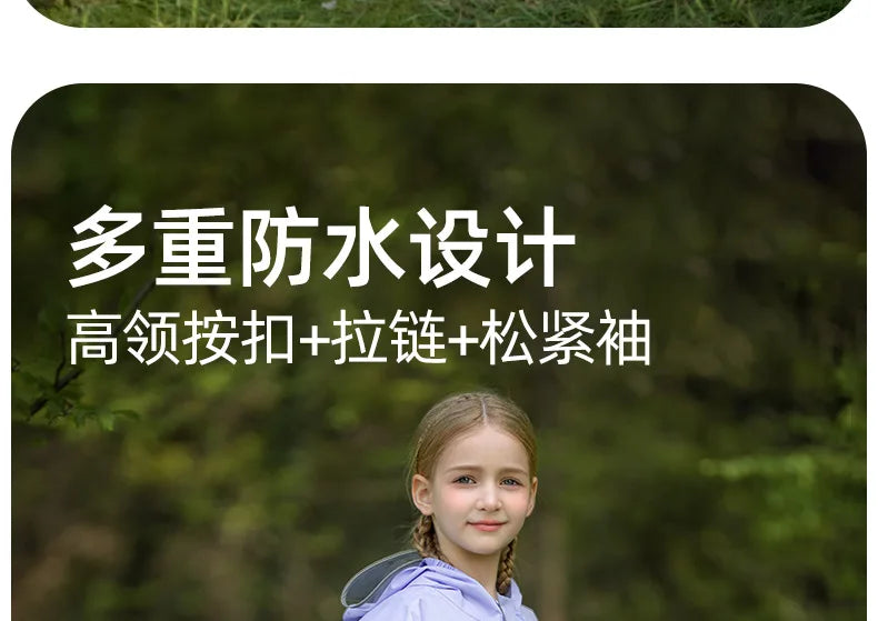 Kid's Waterproof Raincoat with Backpack Space New Children's Full Body Rain Suit Elementary School Students School Raincoat