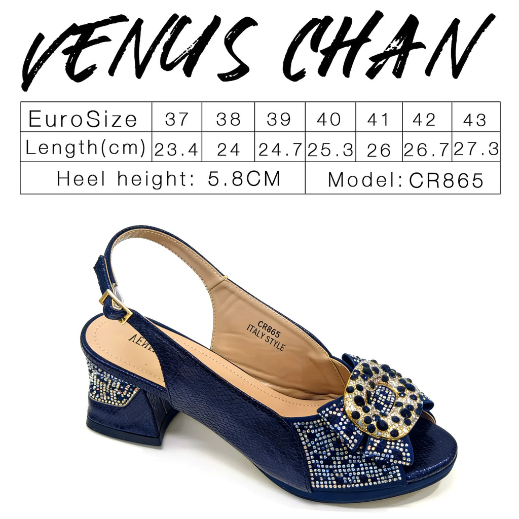 Nigeria Design Open Toe High Heels & Bag Set Gold Color blocking Hot Rhinestones Fashion Elegant Sexy High Heels