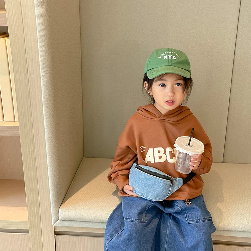 Fashion Denim Children's Waist Bags Leisure Boy and girl Crossbody Chest Bag Street Trend Belt Bag Kids Birthday gift Waist Pack