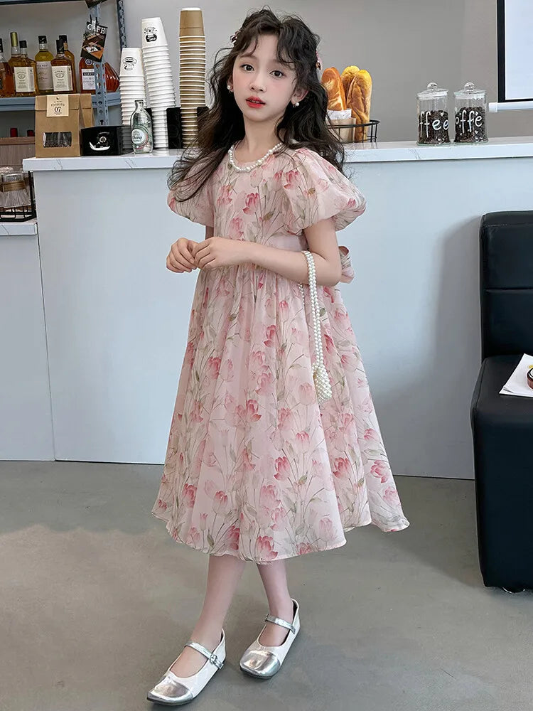 summer Elegant Flower Princess Dresses vestidos elegantes para mujer kids girls dress clothes vestido verano 12 14 enfant fille