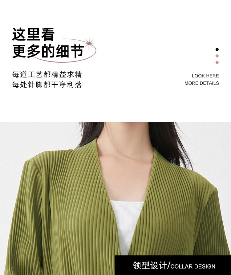 Fast Shipping Women's Fashion Set High Quality Top and Skirt Two Piece Office Set Miyake Pleated Set