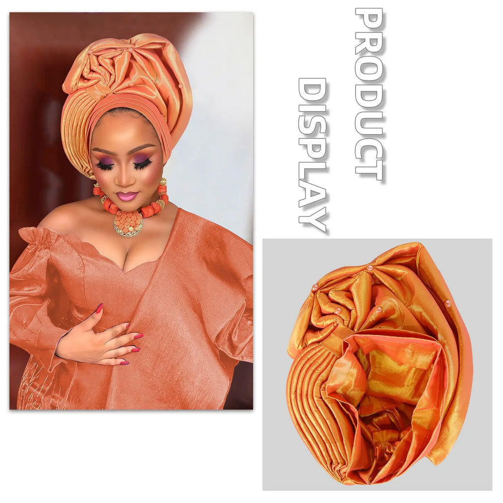 New Luxury Shiny Turban Cap for Women African Auto Gele Headties Nigeria Wedding Party Geles Hijab Bonnet Hat Head Wrap Headgear