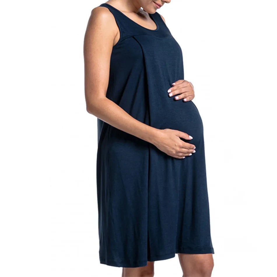 Maternity Nightgown Soft Comfortable Nursing Dress Breastfeeding Pregnant Women