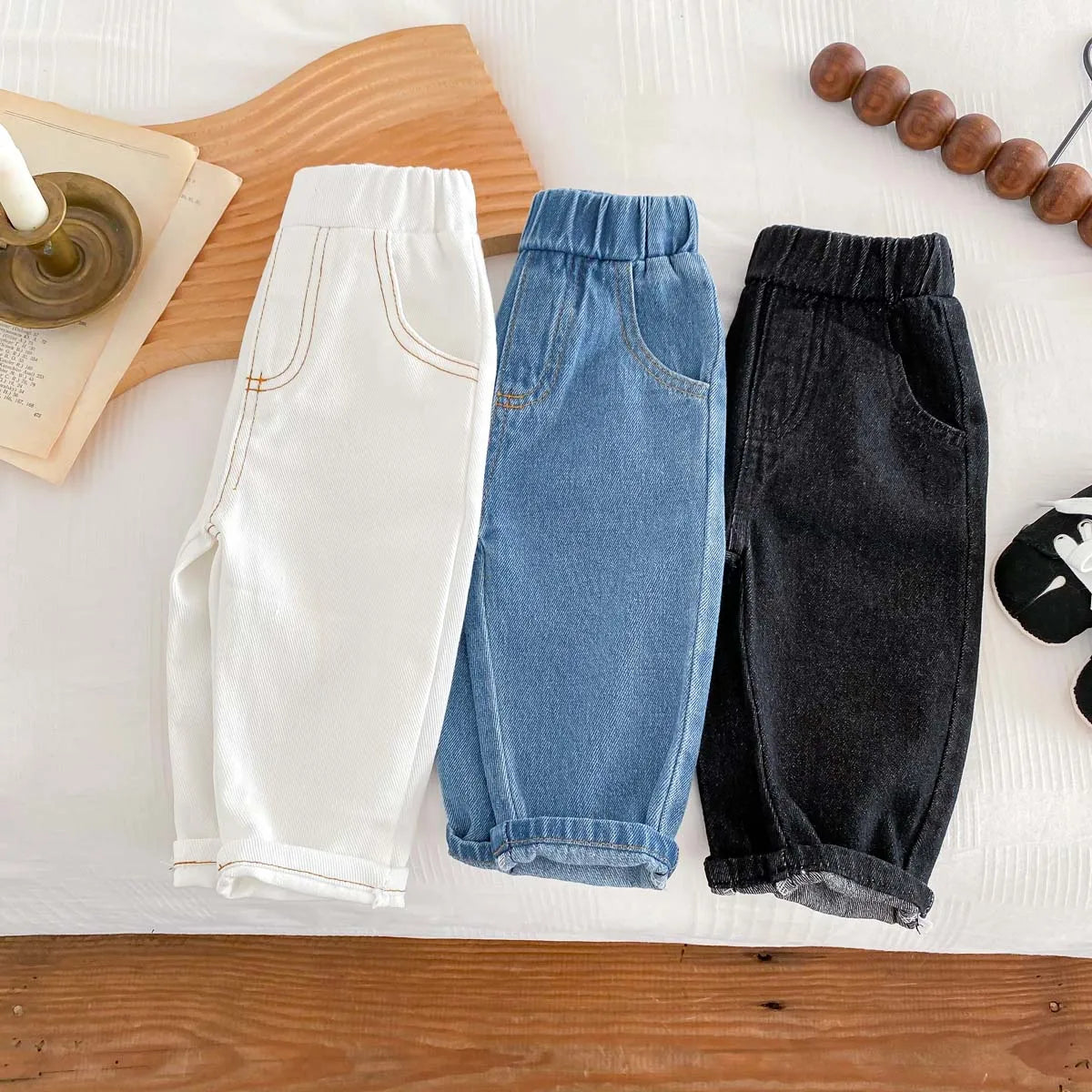 Korean Fashion Kid Jeans Baby Pants Boy Girl Autumn Casual Versatile Unisex Baby Jeans 1-6yrs
