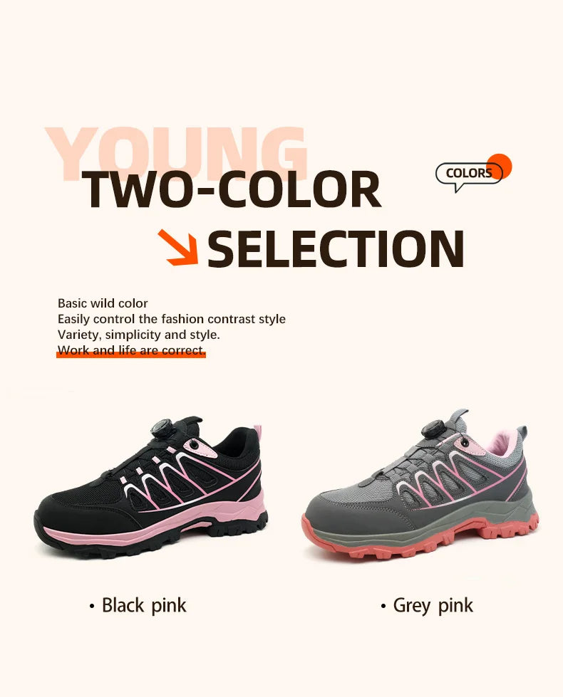 Rotating Button New Safety Shoes Women Anti-smash Anti-puncture Work Shoes Fashion Female Sport Shoes Security Protective Shoes