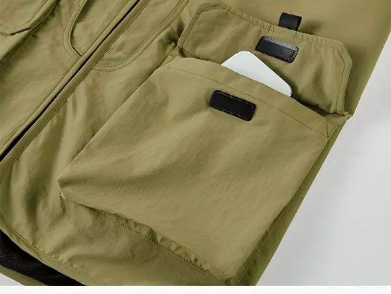 Summer Men Breathable Outdoor Sleeveless Vest Man Multi Pocket Sport Cargo Vest Man Fish Work Safari Vest Waistcoat Big Size 6XL
