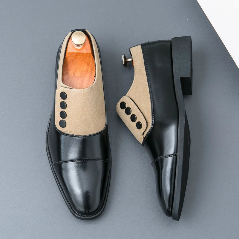 High End Brand Men's Leather Casual Shoes Office Men's Business Shoes Luxurious Banquet Pointed Toe Shoes for Wedding Brown