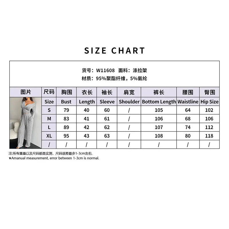 Women's Pajamas Sexy Tight-fitting Button V-neck Long-sleeved Drawstring Long Trousers Two-piece Set Casual Simple Homewear
