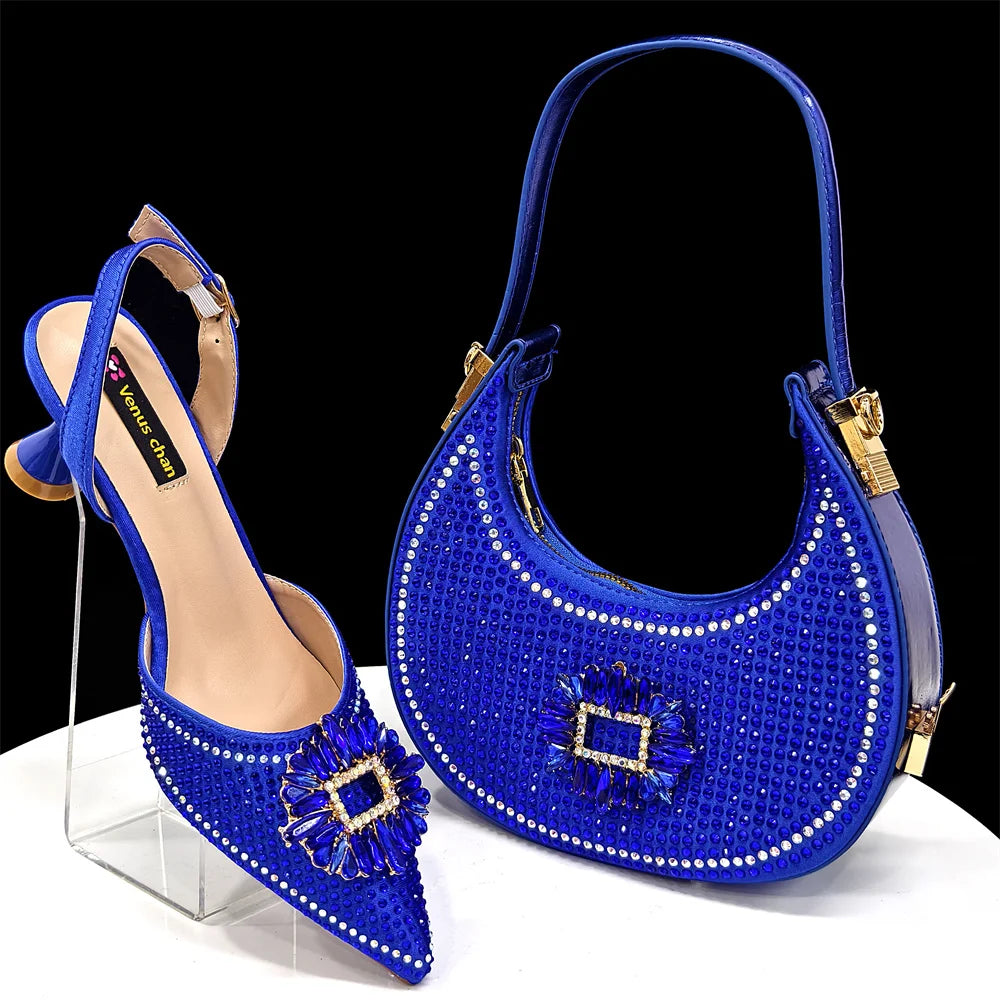 2026 Elegant Nigerian Women's Party Shoes with Medium Heel & Matching Handbag – Pointed Toe Fashion Footwear for Special