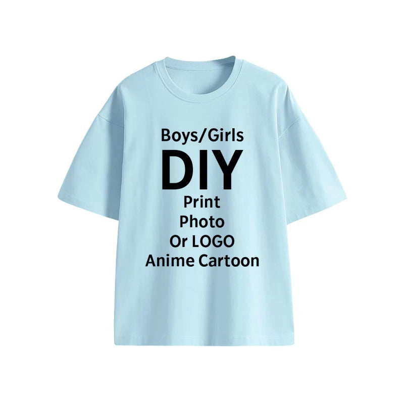 Customized T Shirts for Boys Girls 100% Cotton Tops Anime Cartoon Photos That Kids Like Birthday Gift Design LOGO Graphic Print