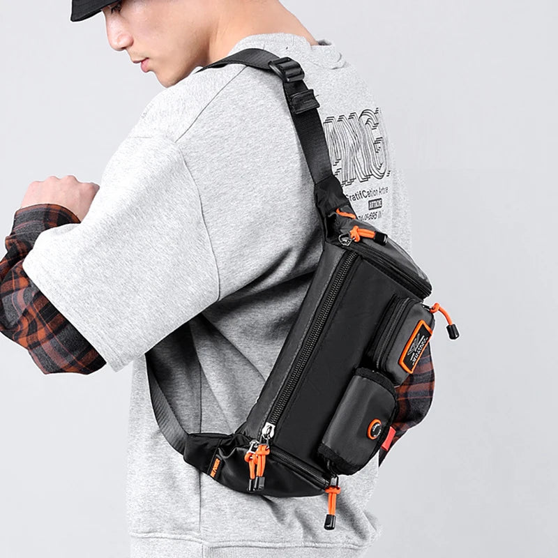Men Waist Fanny Pack Bum Hip Sling Chest Belt Bag Multi-purpose Travel Climb Waterproof Nylon Male Cross Body Messenger Bags