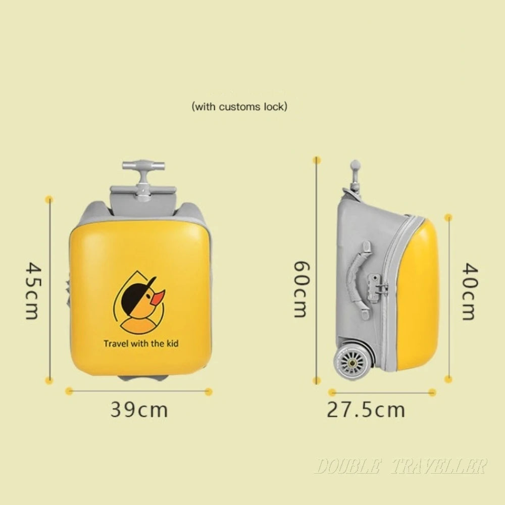 New Cartoon Suitcase for Kids Can Sit Boarding Cabin Luggage children's Suitcases Travel Lazy Trolley Case Baby Walker box wheel