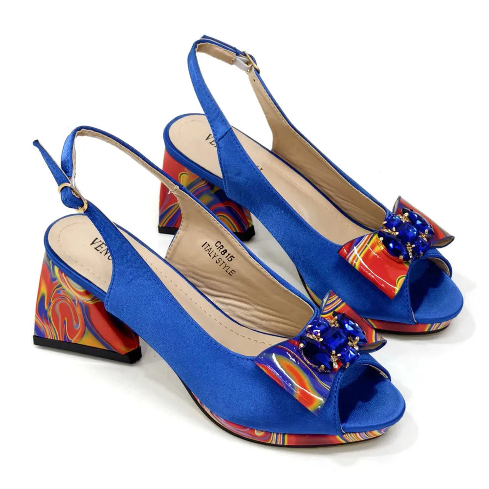 Sandals Woman Summer Ladies Shoes and Bag Decorated with Rhinestone Women Shoe and Bag Set for Party In Women Nigerian Shoe Bag
