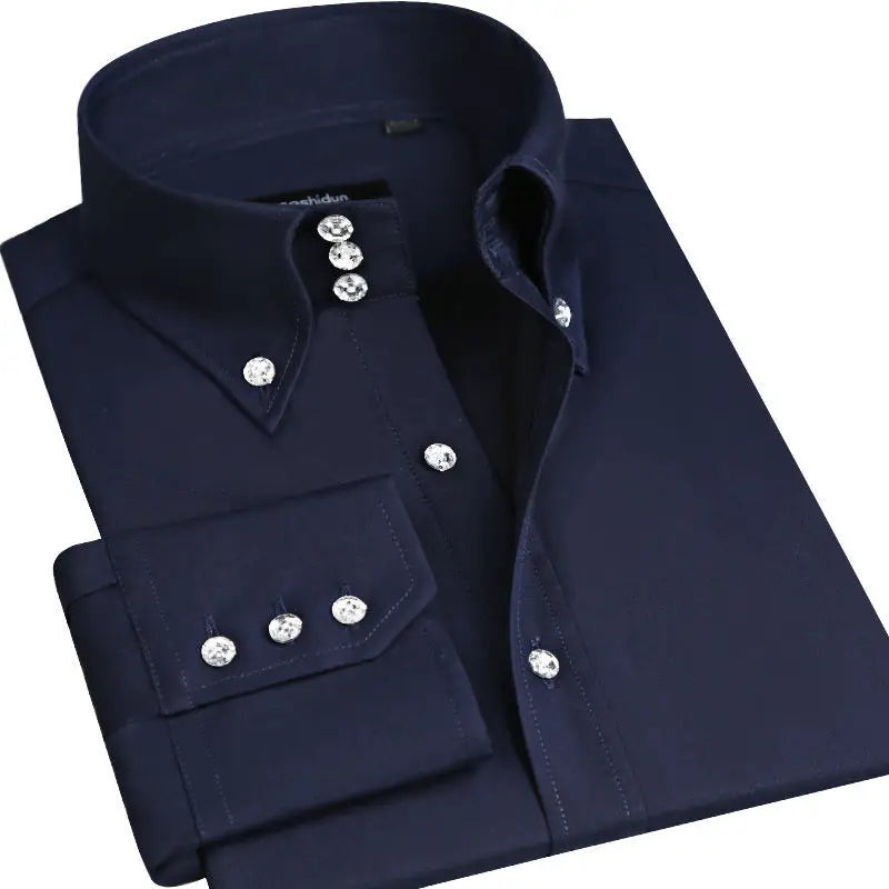 Men's Collared Shirt Long Sleeve Fashion Korean Button-down Casual Shirts Formal Business Dress Shirts Slim Fit Designer Shirts