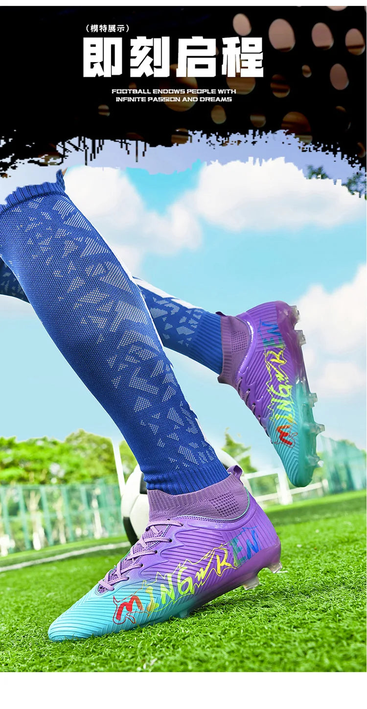 New Low Top Soccer Shoes for Men Teenage Boys Athletic Sports Training Footwear for Students on Lawn and Grass Fields