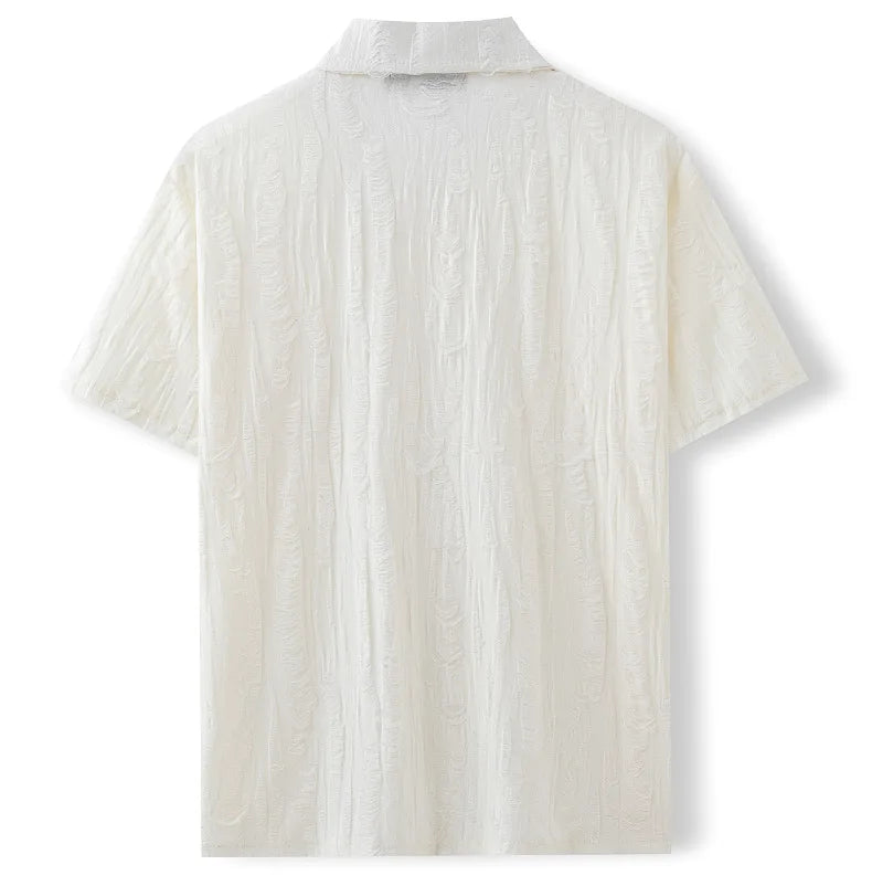 2026 Men's Summer Shirts Top Solid Turn-Down Collar Short Sleeve Shirt for Men Loose Half Sleeved Non Ironing T-shirt Male New